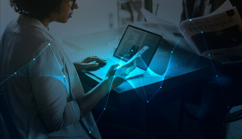 Businesswoman Networking Using Digital Devices
